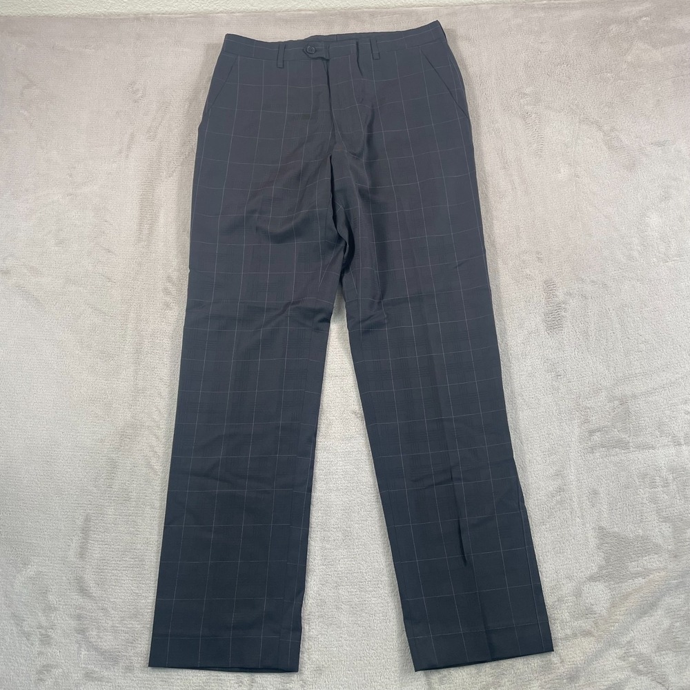 Paul Smith London Trouser Pants Men 32x33‎ Black WindowPane 100% Wool Italy Made